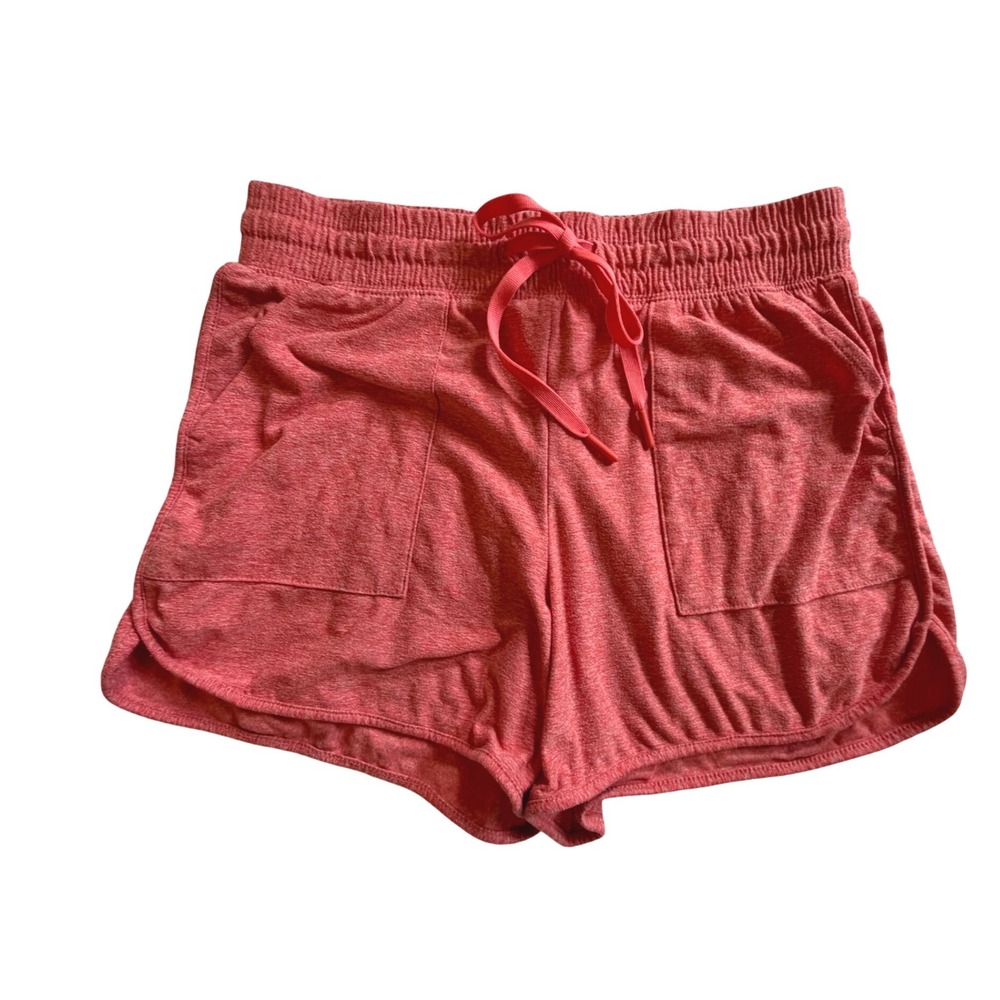 Athletic Works Women's Heathered Coral Pink Shorts XS 0-2 Drawstring Pockets